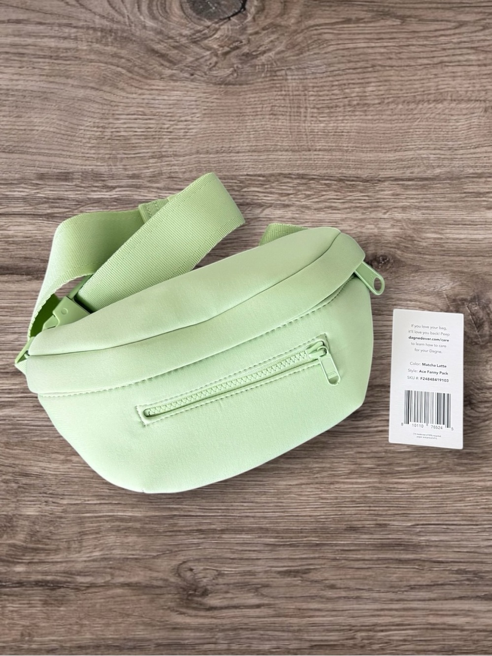 0727 Dagne Dover Ace Fanny Pack Matcha Latte Neoprene Crossbody Vegan Bag NWT